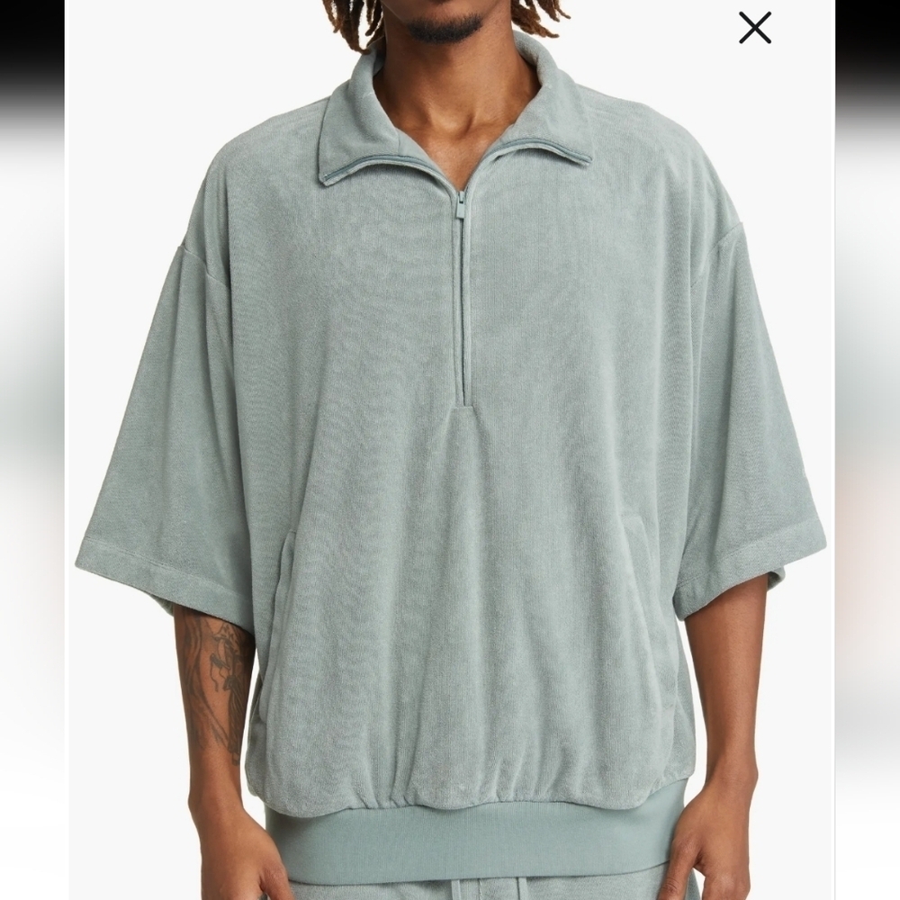 Fear of God Essentials Half Zip Terry Cloth pullover sweater - Picture 1 of 13